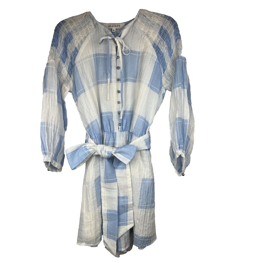ELLIATT JASMINE PLAYSUIT ROMPER IN BLUE CHECK SZ M